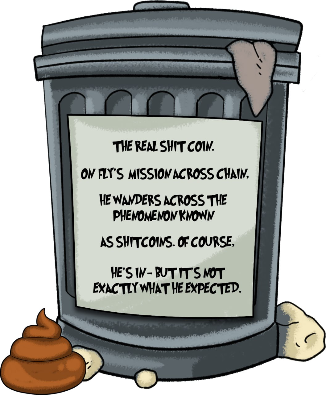 $SHIT lore on a trash can